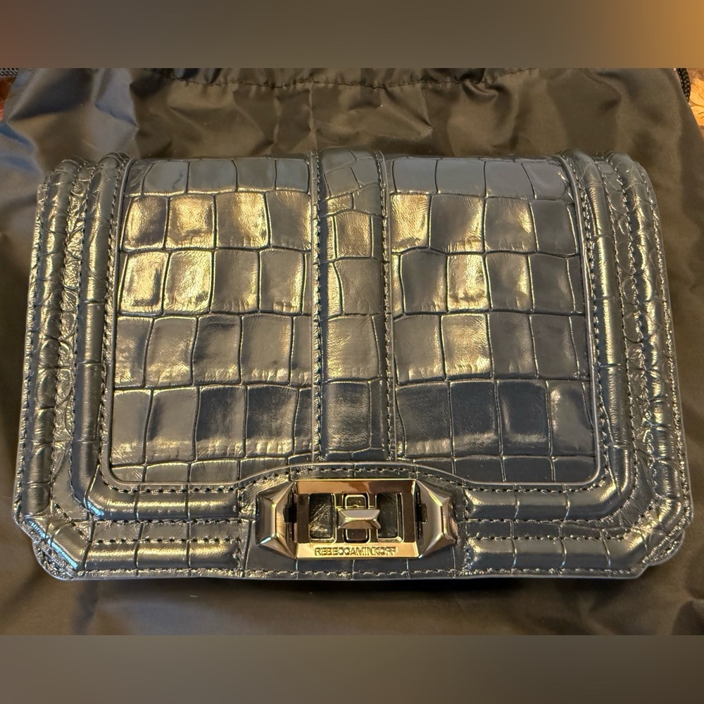 Rebecca Minkoff Navy  Croc-Embossed Clutch/ crossbody